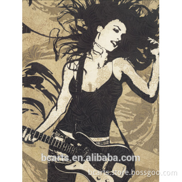 Pop beautiful music female player art painting